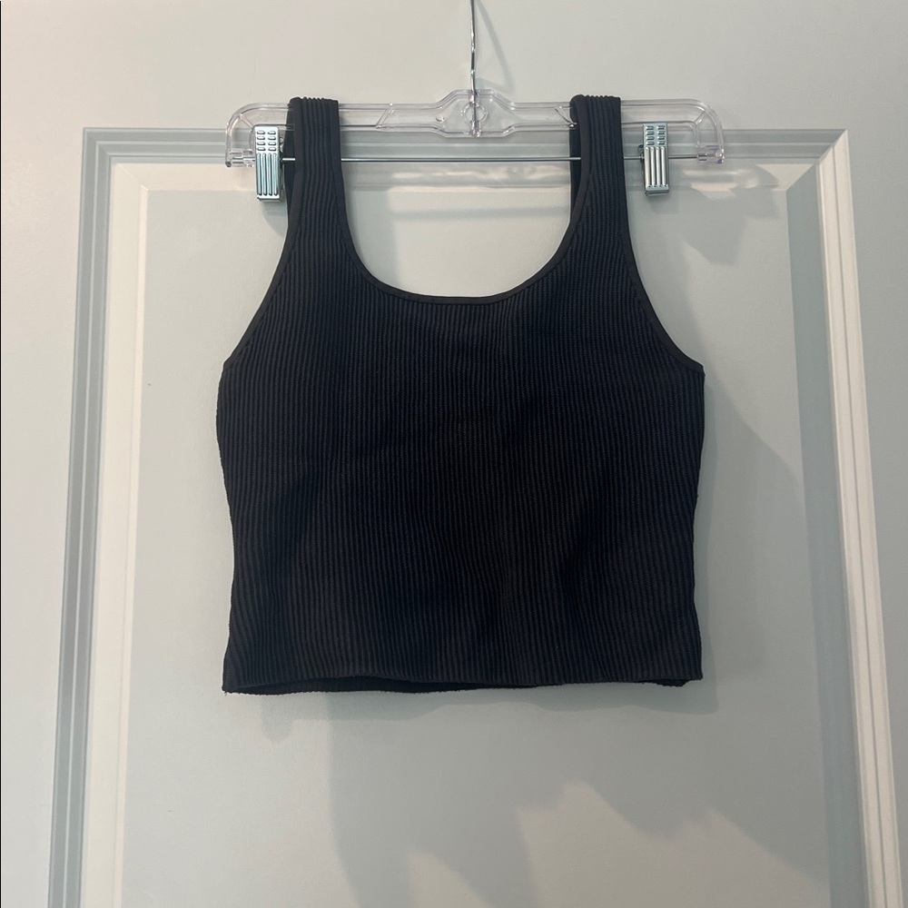Quince Black Ribbed Tank Top